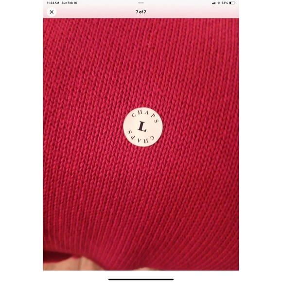 Chaps Knit Sweater Large Mens Red Crew Neck Heavyweight Long Sleeve Cotton NWT - Picture 6 of 7